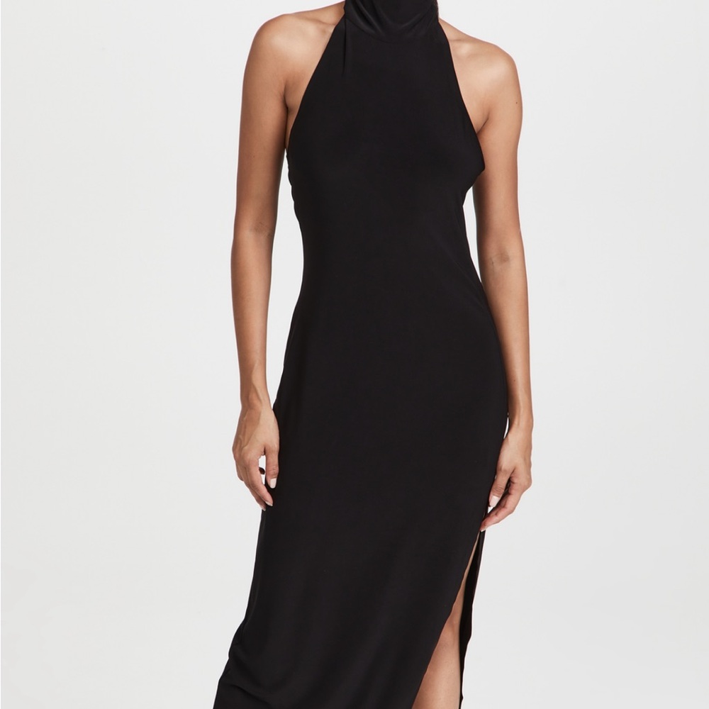 Norma Kamali Halter Turtle Side Slit Gown (XS)